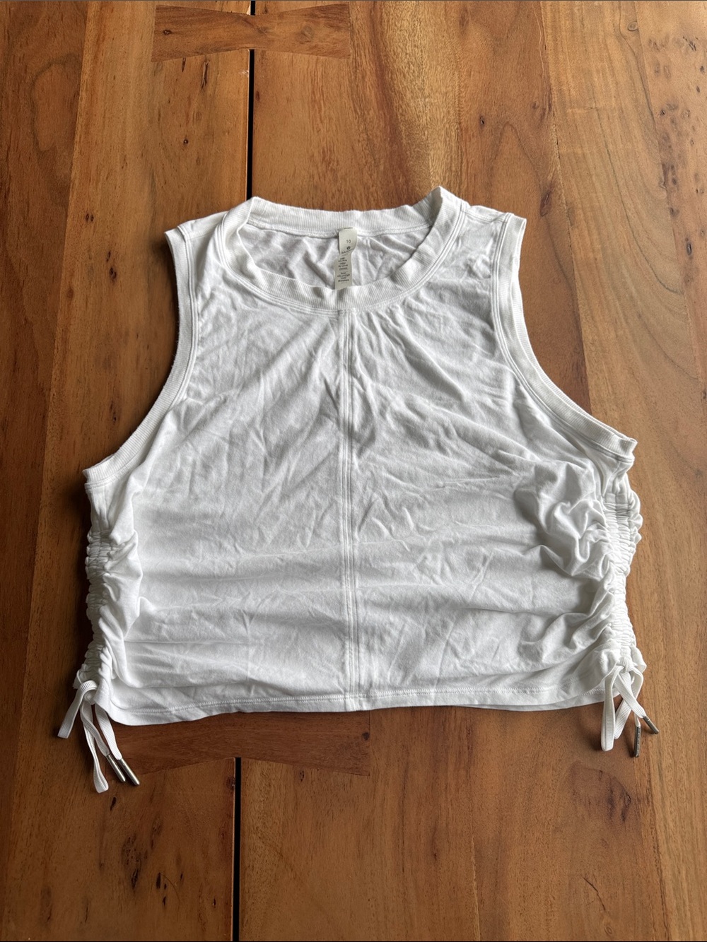 lululemon athletica White Ruched Side Crop Tank